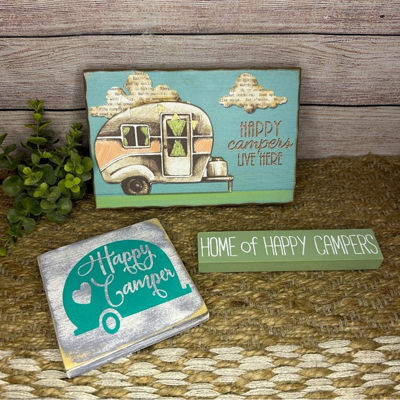 Happy Camper Plaque Bundle - Picture 1 of 2